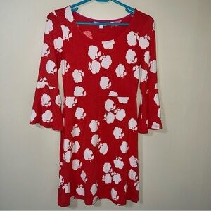 Boden Red Floral Long Sleeve Dress size 2